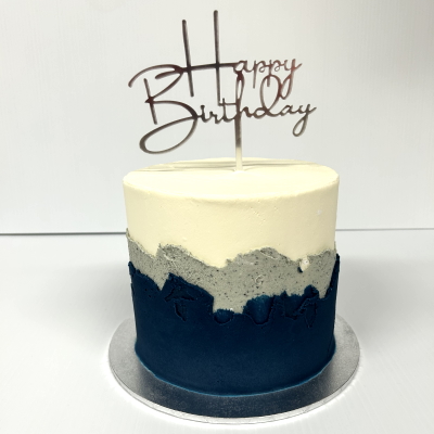 Flower blue cream birthday cake – GoTasty